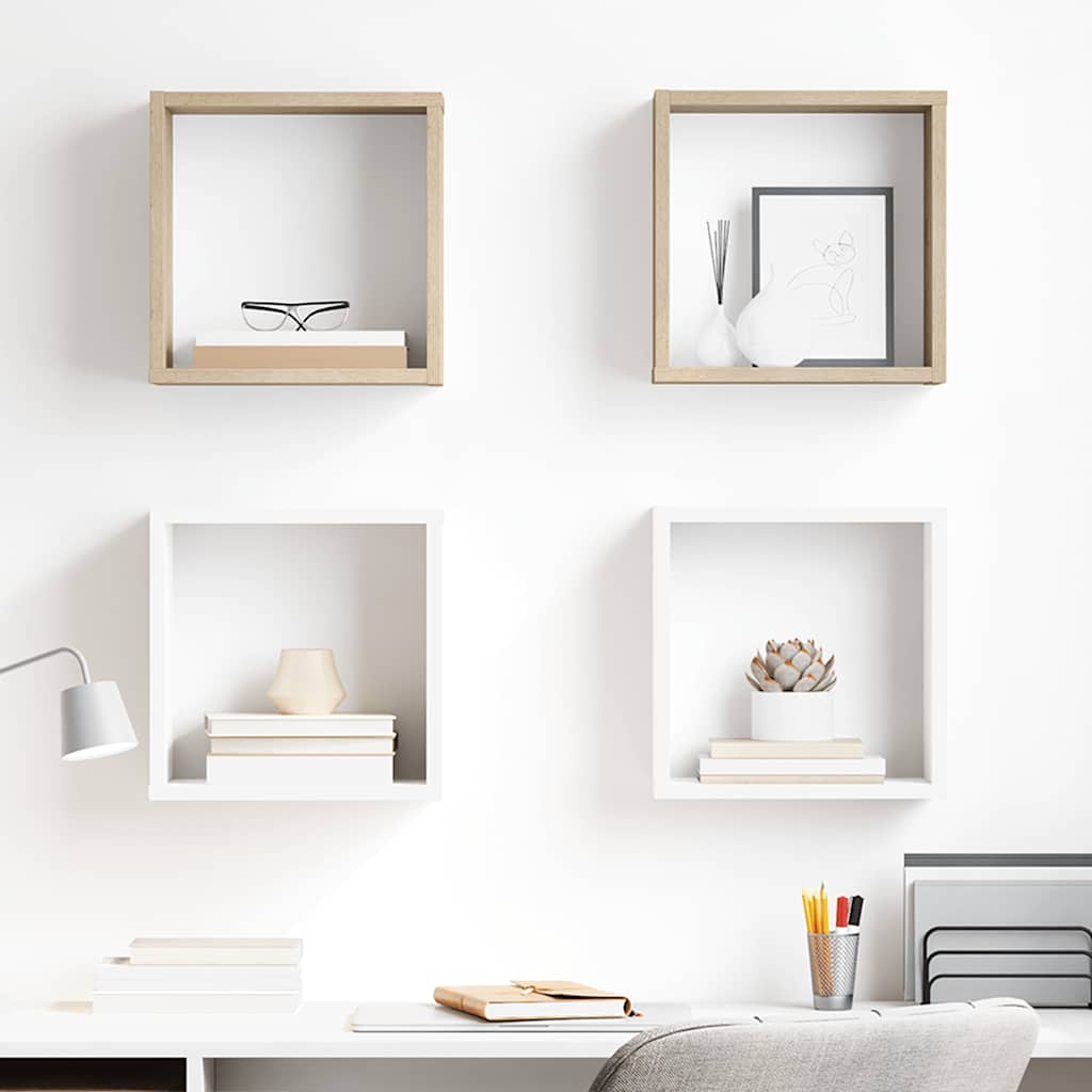 Estante cubo de pared madera ingeniería envejecida 78x15x93 cm