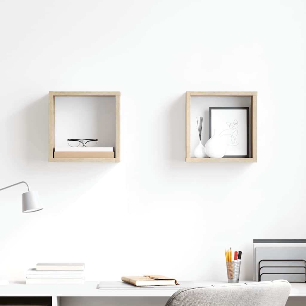 Estante cubo de pared madera ingeniería envejecida 78x15x93 cm