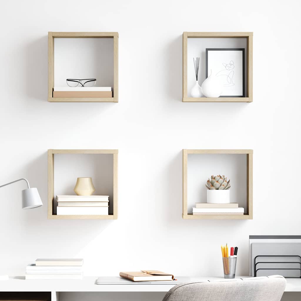 Estante cubo de pared madera ingeniería envejecida 78x15x93 cm