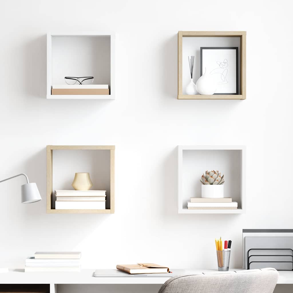 Estante cubo de pared madera ingeniería envejecida 78x15x93 cm