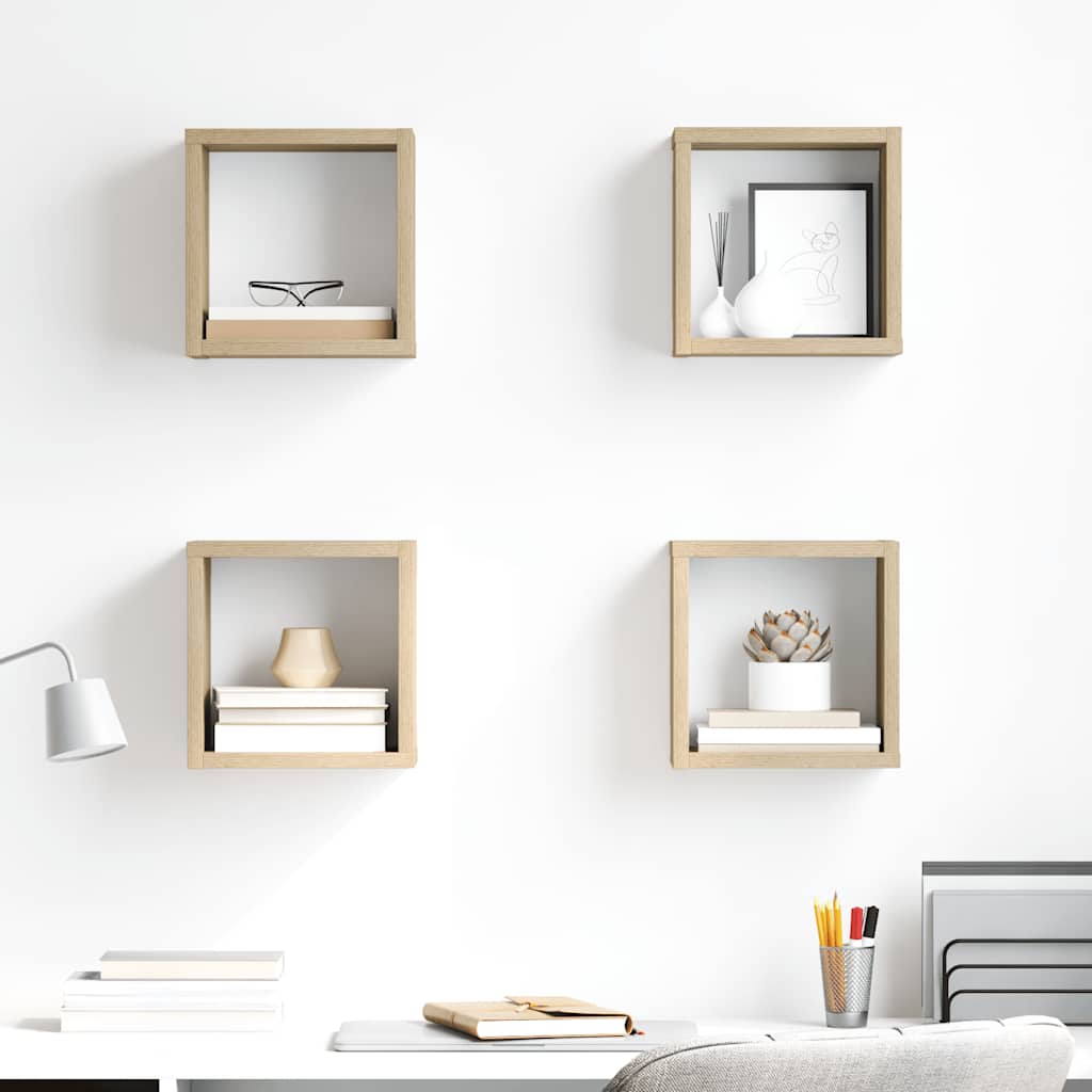 Estante cubo de pared madera ingeniería envejecida 78x15x93 cm