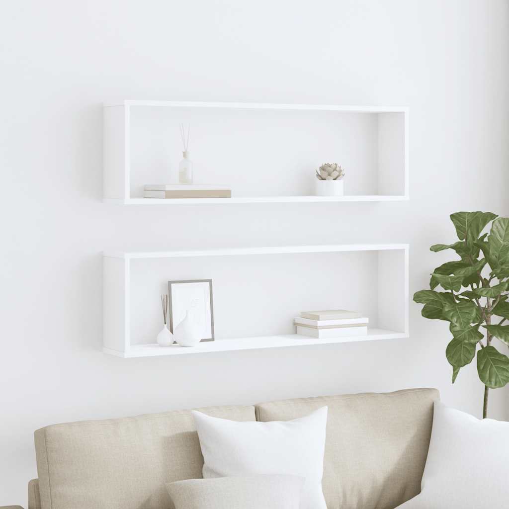 Estante cubo de pared 2 uds madera contrachapada 100x15x30 cm