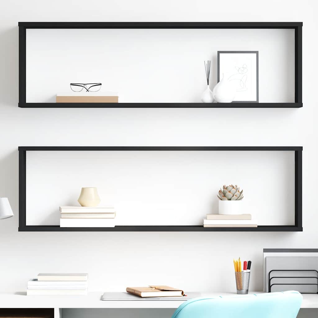 Estante cubo de pared 2 uds madera contrachapada 100x15x30 cm