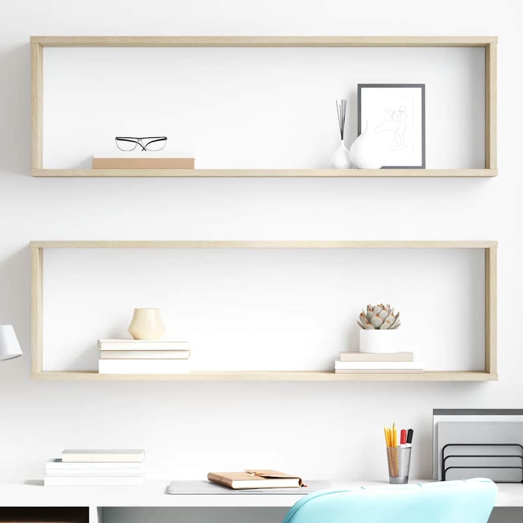Estante cubo de pared 2 uds madera contrachapada 100x15x30 cm