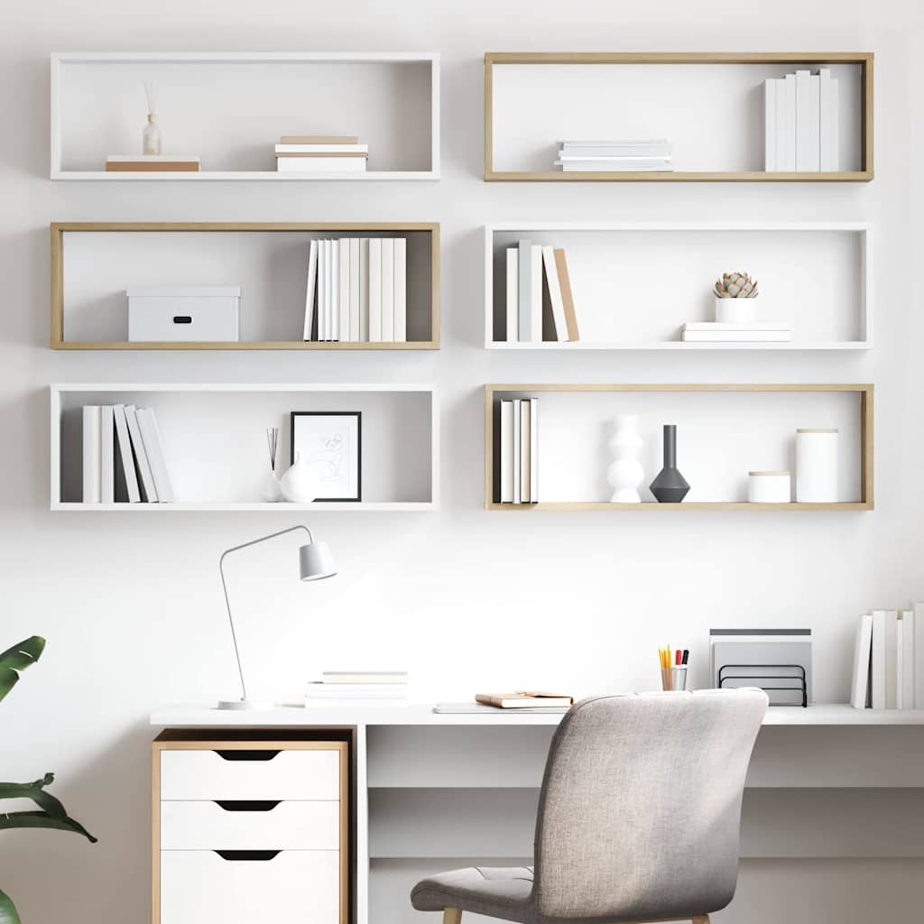 Estante cubo de pared 2 uds madera contrachapada 100x15x30 cm