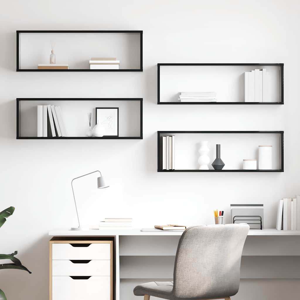 Estante cubo de pared 2 uds madera contrachapada 100x15x30 cm
