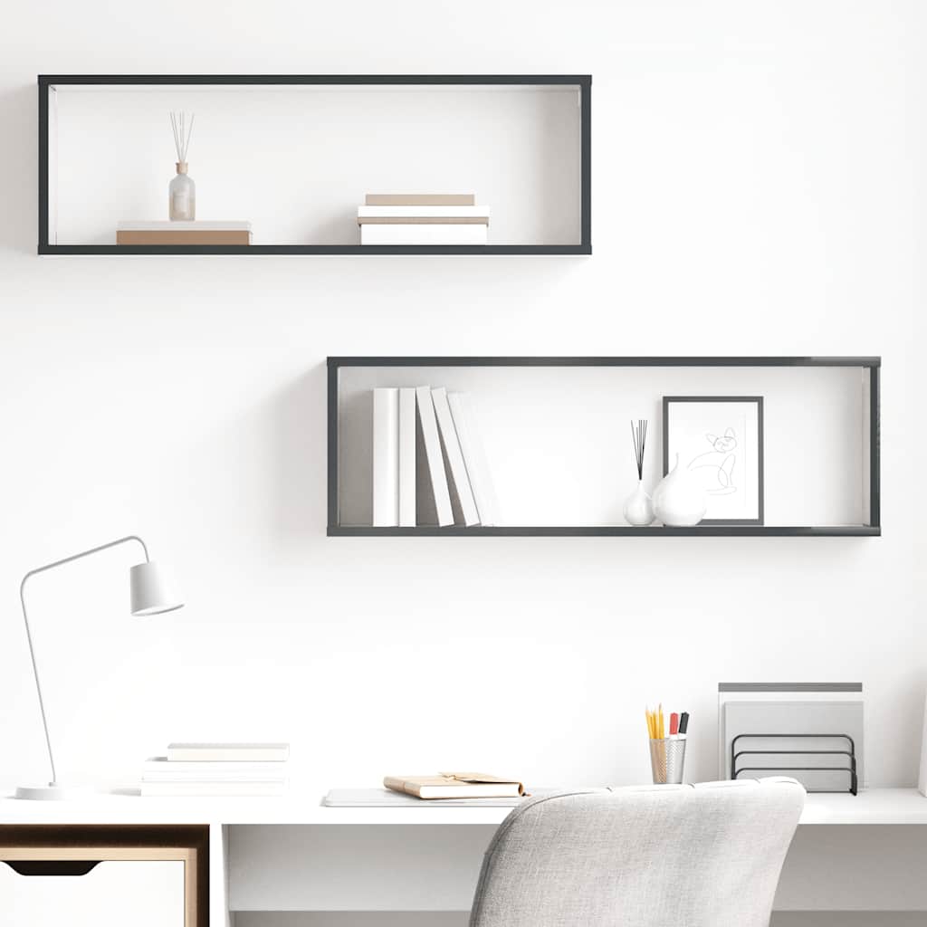 Estante cubo de pared 2 uds madera contrachapada 100x15x30 cm