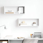 Estante cubo de pared 2 uds contrachapado negro 60x15x23 cm