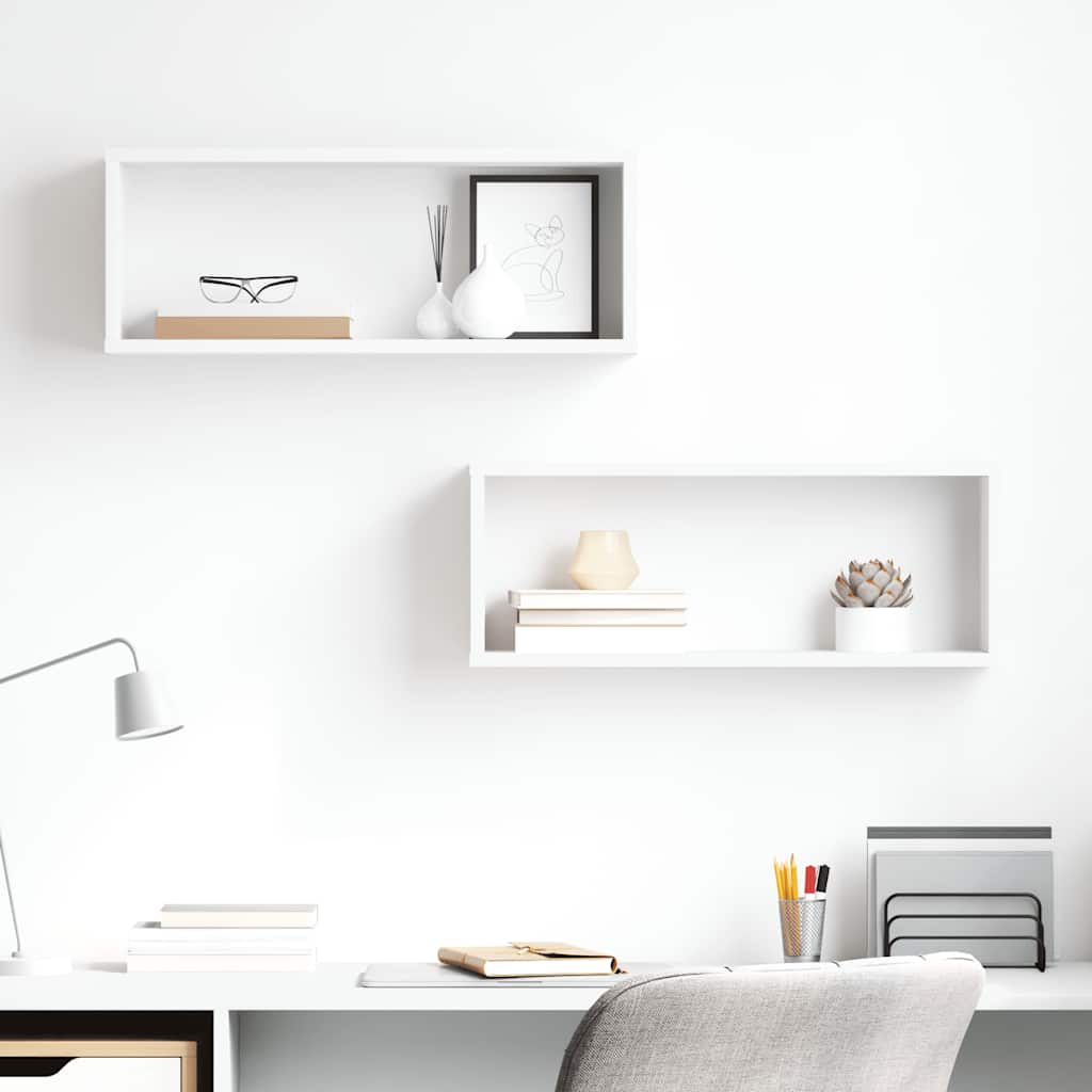 Estante cubo de pared 2 uds contrachapado negro 60x15x23 cm