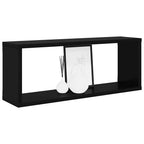 Estante cubo de pared 2 uds contrachapado negro 60x15x23 cm
