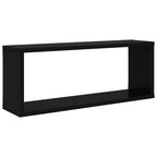 Estante cubo de pared 2 uds contrachapado negro 60x15x23 cm