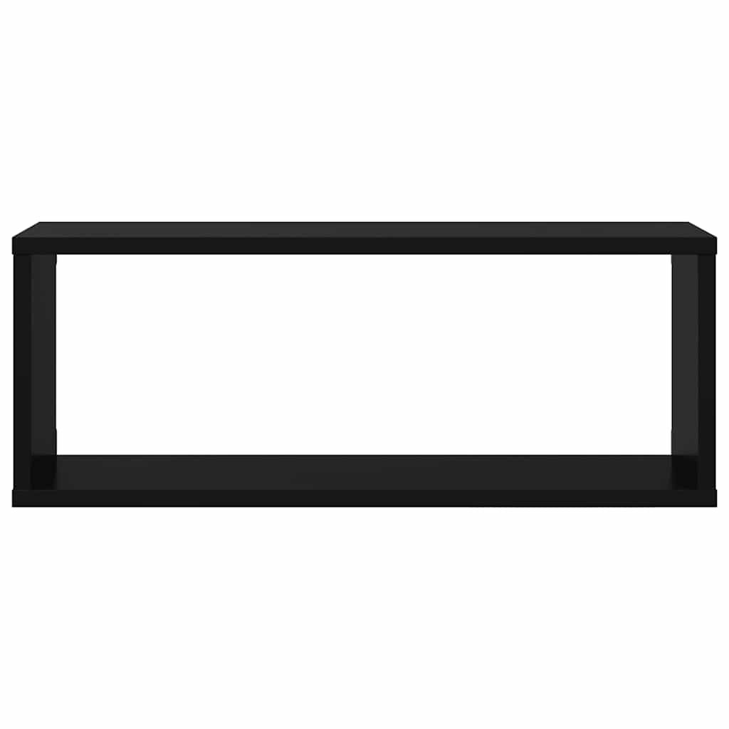 Estante cubo de pared 2 uds contrachapado negro 60x15x23 cm
