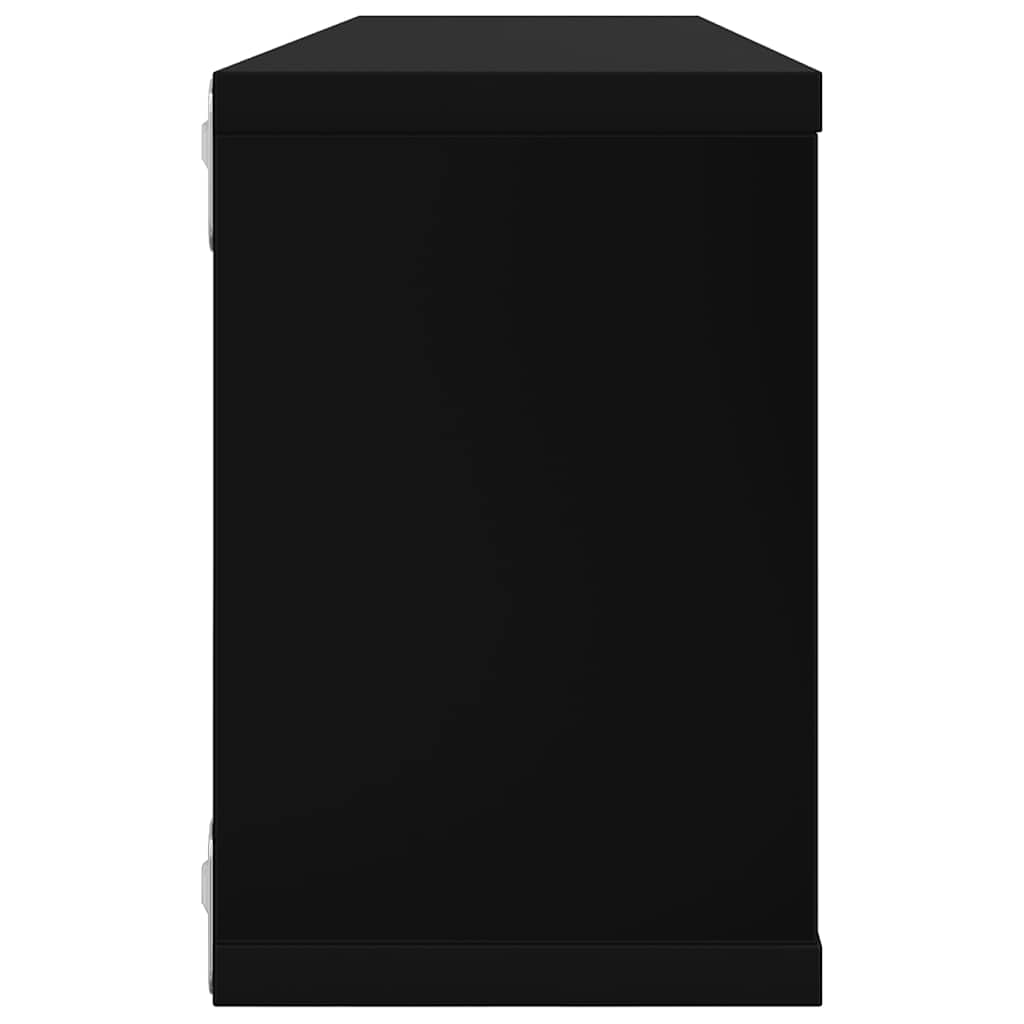 Estante cubo de pared 2 uds contrachapado negro 60x15x23 cm