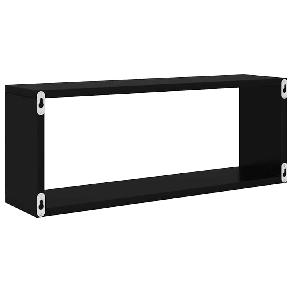 Estante cubo de pared 2 uds contrachapado negro 60x15x23 cm