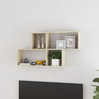 Estante de pared 2 uds contrachapada blanco brillo 75x18x20 cm