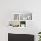 Estante de pared 2 uds contrachapada blanco brillo 75x18x20 cm