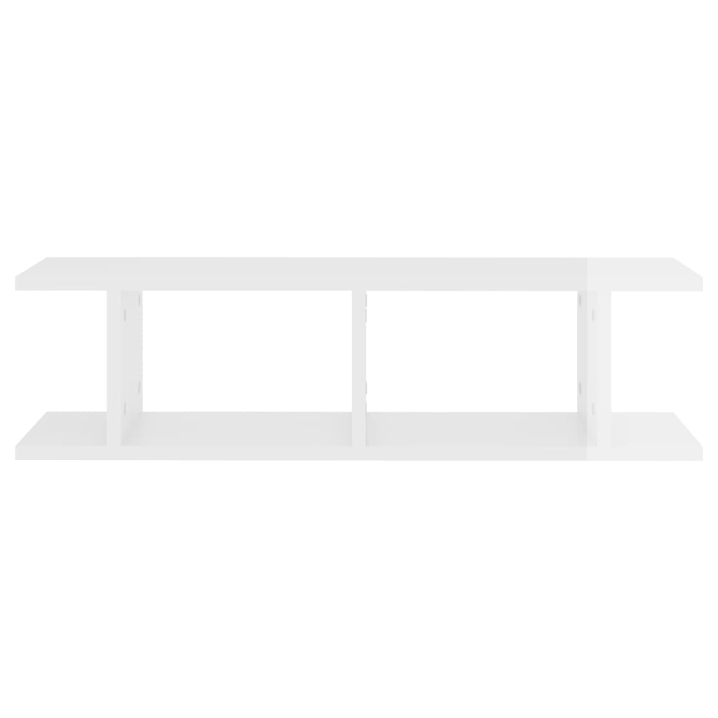 Estante de pared 2 uds contrachapada blanco brillo 75x18x20 cm