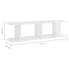 Estante de pared 2 uds contrachapada blanco brillo 75x18x20 cm