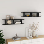Estante de pared 2 uds contrachapada blanco brillo 75x18x20 cm