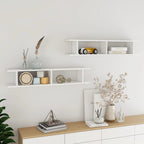Estante de pared 2 uds contrachapada blanco brillo 75x18x20 cm