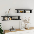 Estante de pared 2 uds contrachapada blanco brillo 75x18x20 cm
