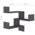 Estante de esquina de pared madera ingeniería gris 40x40x50 cm