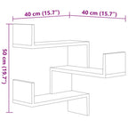 Estantes de esquina de pared 2uds contrachapado gris 40x40x50cm