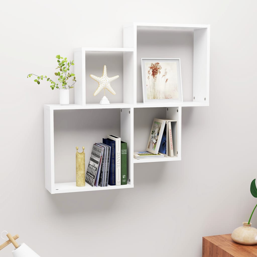 Estante cubo de pared contrachapado gris brillante 80x15x78,5cm