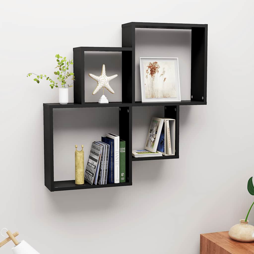 Estante cubo de pared contrachapado gris brillante 80x15x78,5cm