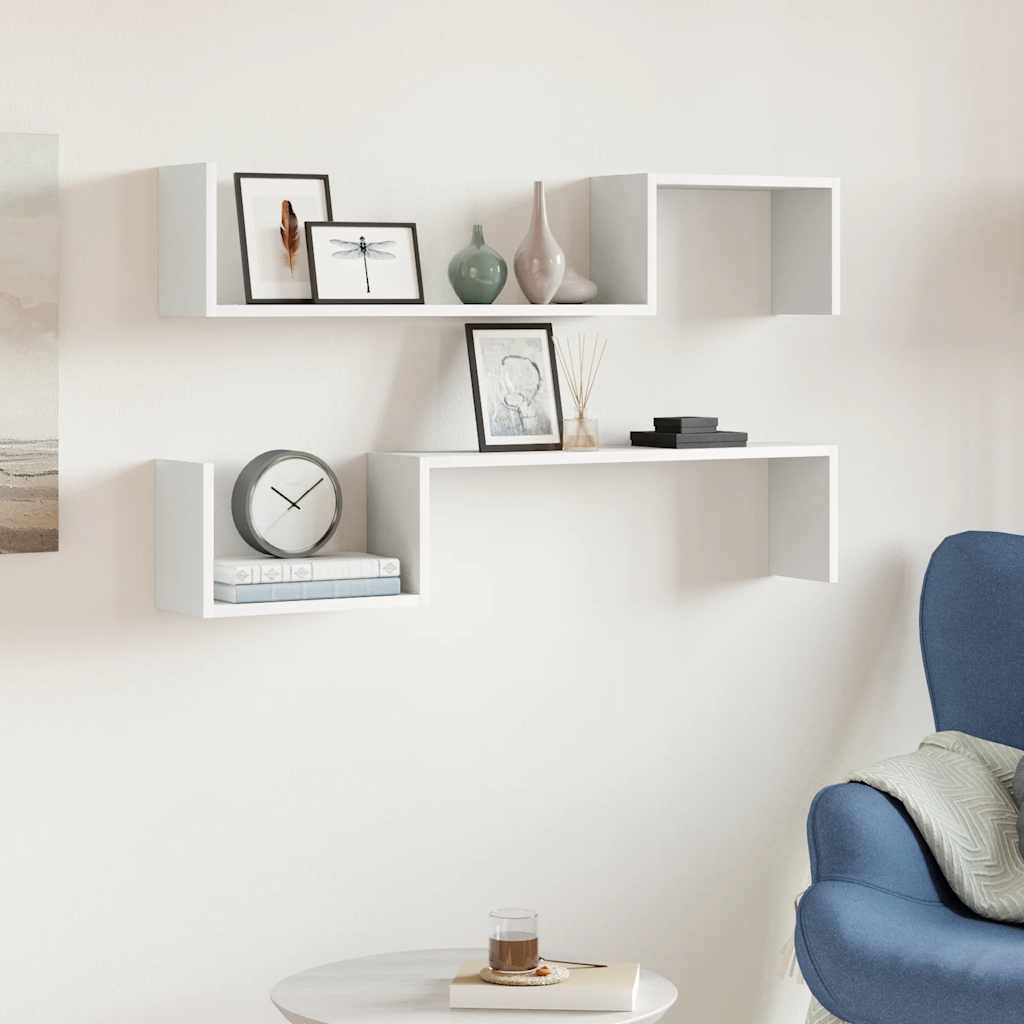 Estante flotante de pared blanco y roble MDF 90x23,5x3,8 cm
