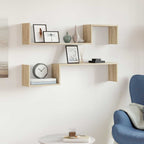 Estante flotante de pared blanco y roble MDF 90x23,5x3,8 cm