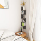 Estante de esquina de pared contrachapado gris 20x20x127,5 cm