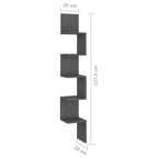 Estante de esquina de pared contrachapado gris 20x20x127,5 cm