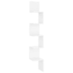 Estante esquina pared contrachapado blanco brillo 20x20x127,5cm