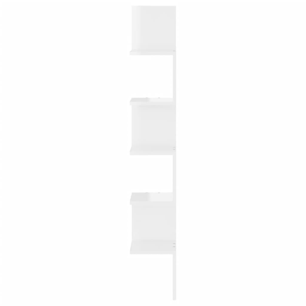 Estante esquina pared contrachapado blanco brillo 20x20x127,5cm