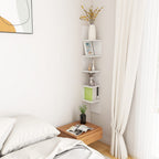 Estante esquina pared contrachapado blanco brillo 20x20x127,5cm