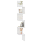 Estante esquina pared contrachapado blanco brillo 20x20x127,5cm
