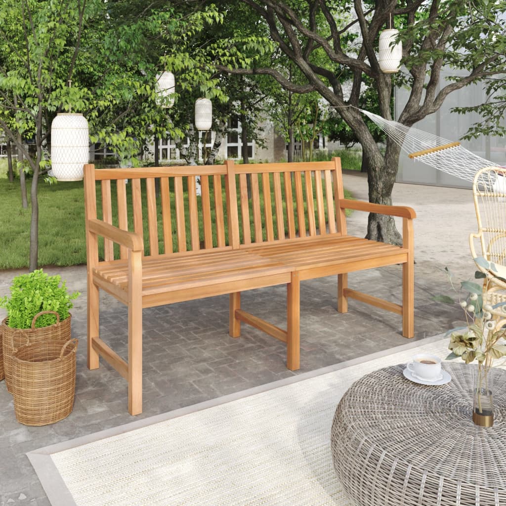 Banco de jardín de madera maciza de teca 114 cm