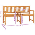 Banco de jardín 3 plazas con mesa madera maciza de teca 150 cm