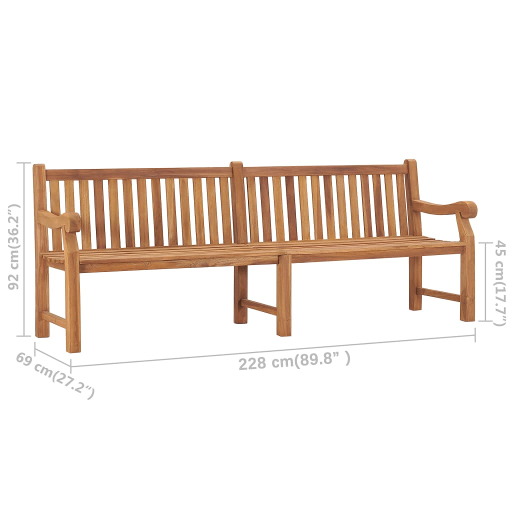 Banco de jardín de madera maciza de teca 228 cm
