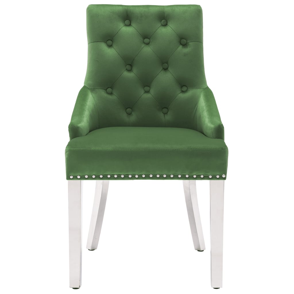 Silla de comedor de terciopelo verde oscuro
