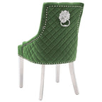 Silla de comedor de terciopelo verde oscuro
