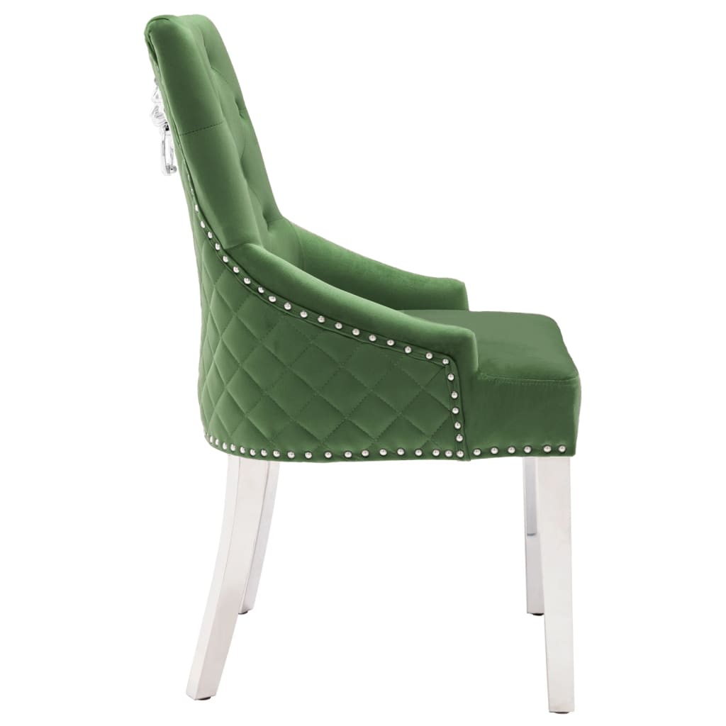 Silla de comedor de terciopelo verde oscuro