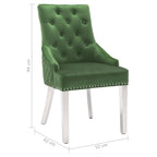Silla de comedor de terciopelo verde oscuro