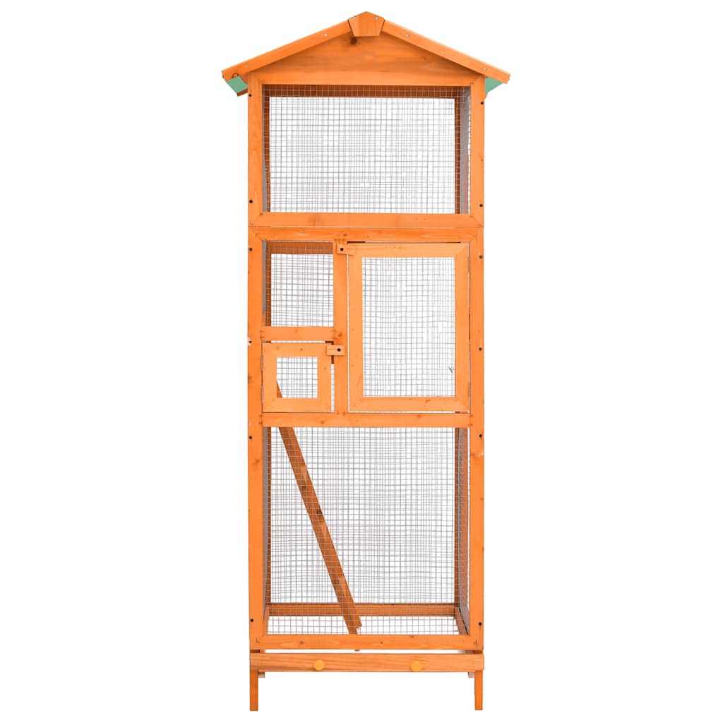 Jaula para pájaros madera maciza de abeto 68x62x166 cm
