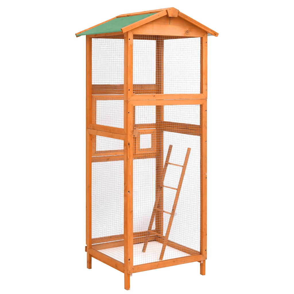 Jaula para pájaros madera maciza de abeto 68x62x166 cm