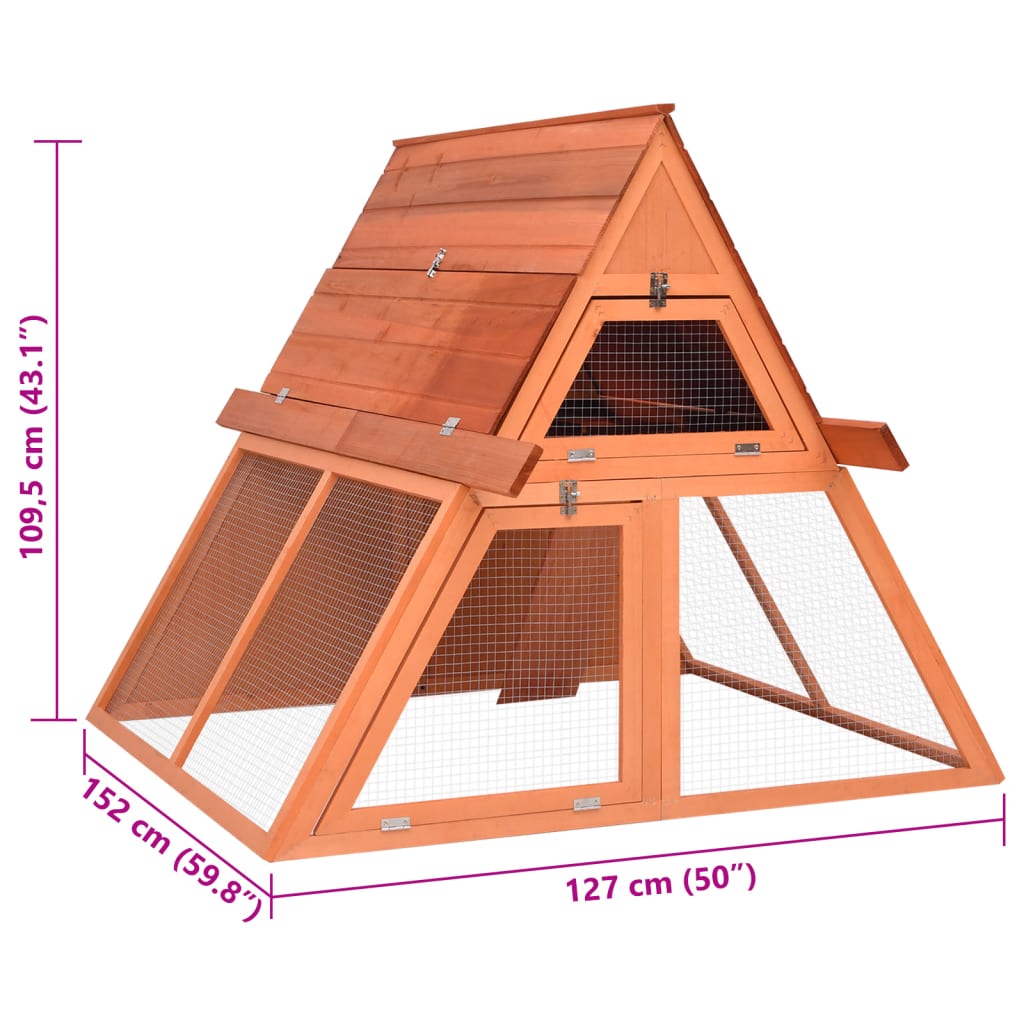 Conejera de madera maciza de abeto 152x127x109,5 cm