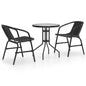 Juego de comedor de jardín de 3 piezas negro