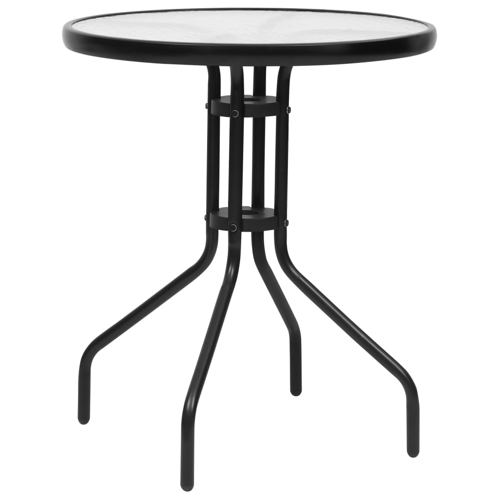 Juego de comedor de jardín de 3 piezas negro