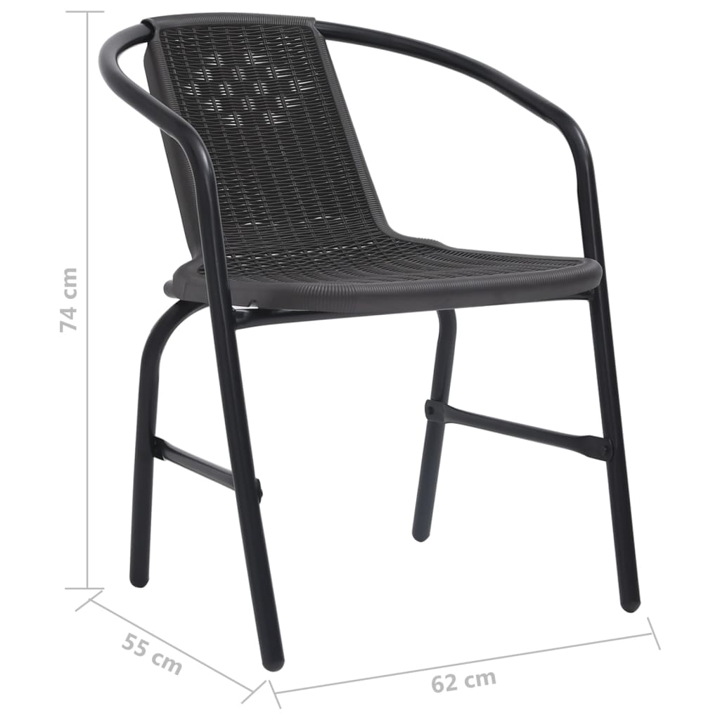 Juego de comedor de jardín de 3 piezas negro